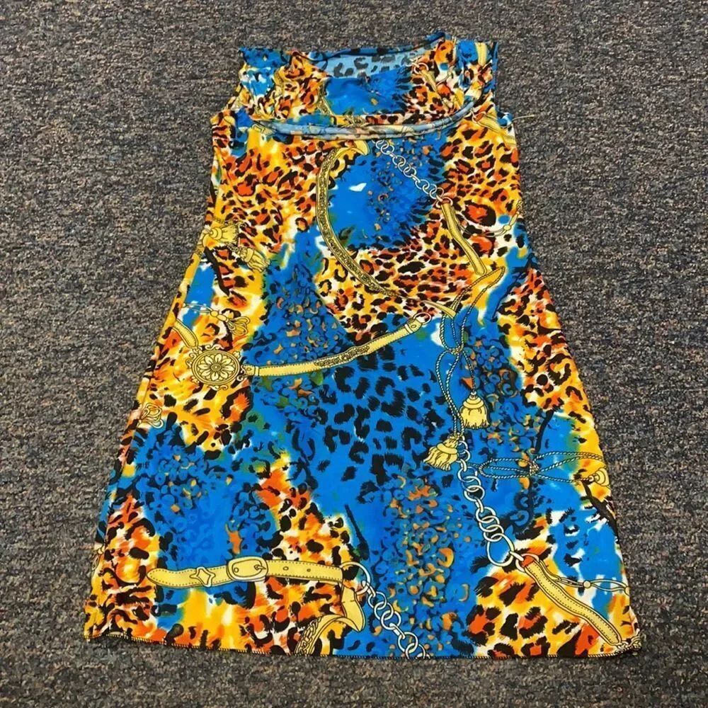 Blue Leopard Print Dress sz. L